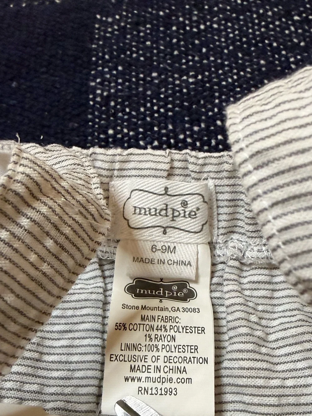 Mudpie Overall Shorts Shortalls Romper Striped With Elephants 6-9 Months
